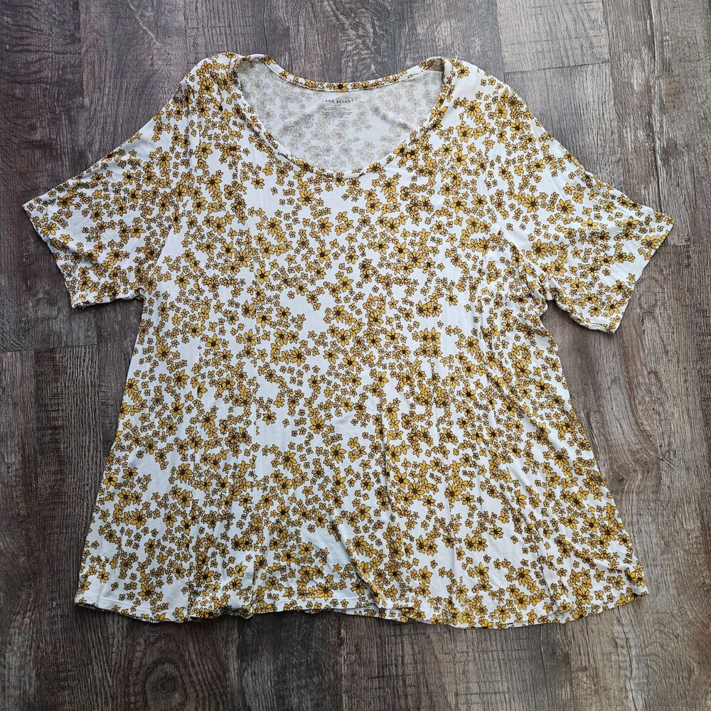 Lane Bryant Yellow Floral Swing Tee